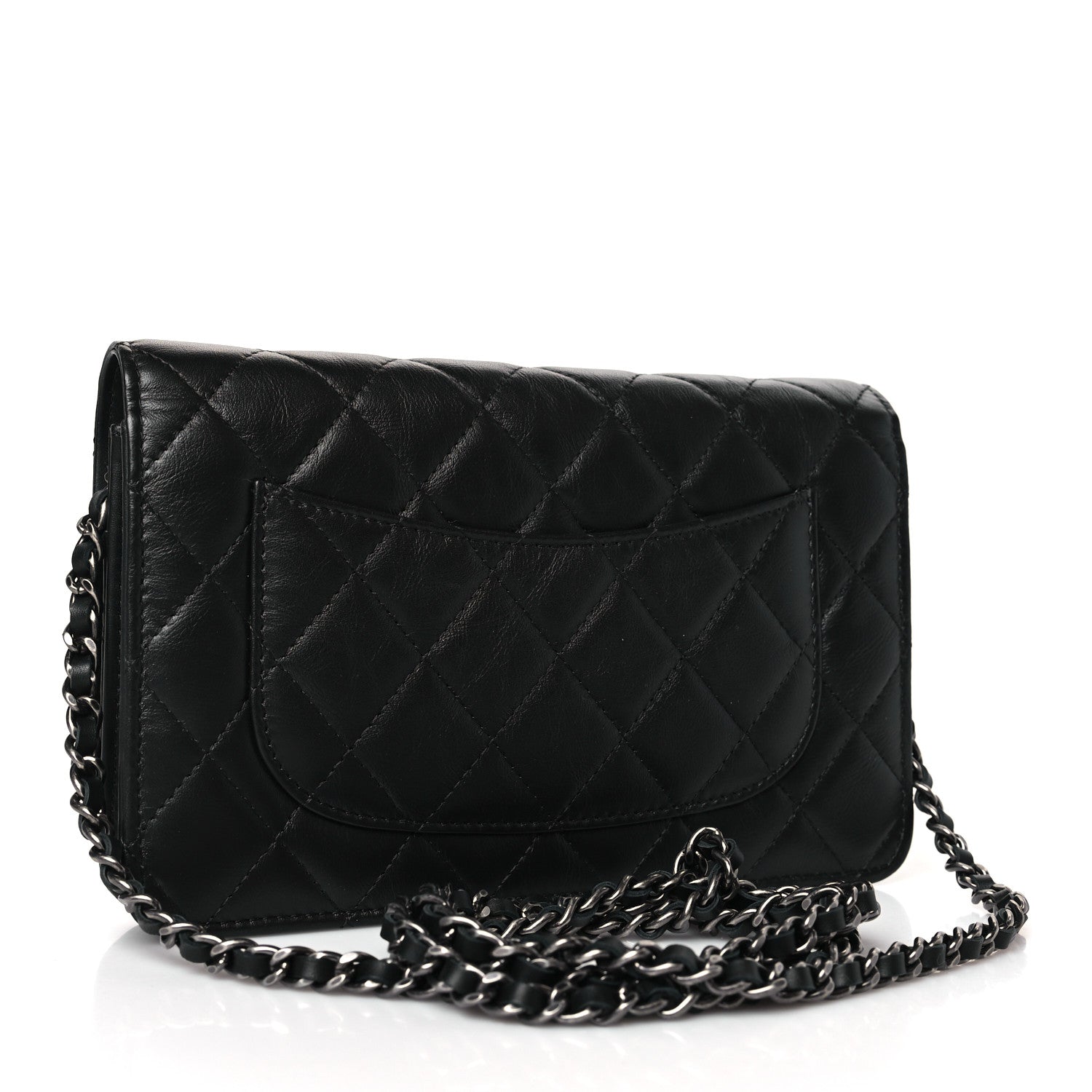 Chanel Aged Calfskin Quilted Lucky Charms 2.55 Reissue Wallet On Chain WOC Black 3 of 11