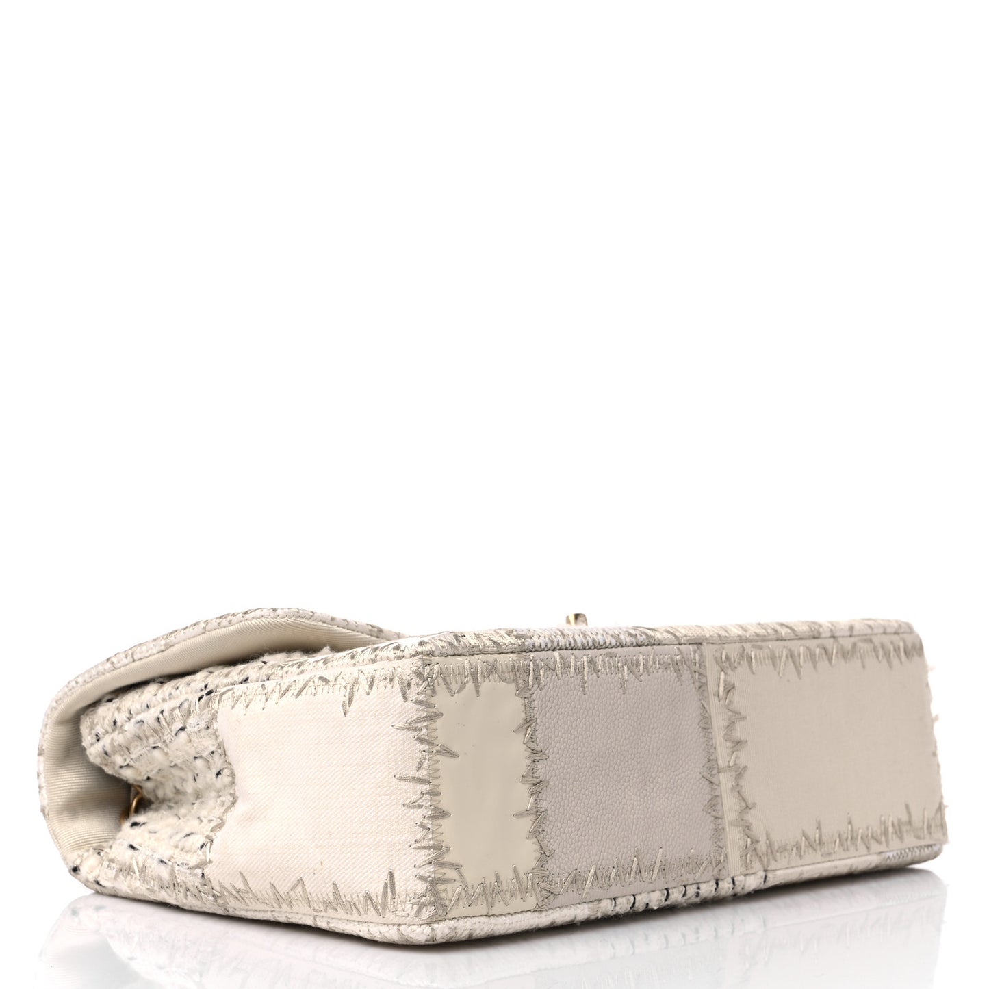 Tweed Patchwork Jumbo Single Flap White