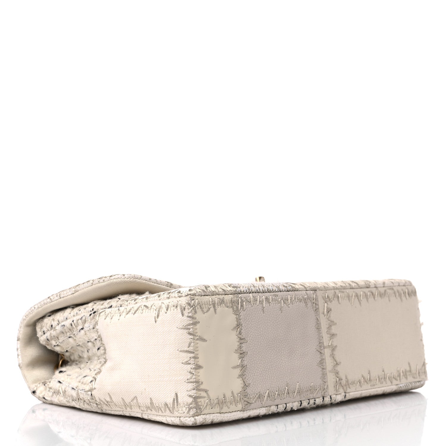 Chanel Tweed Patchwork Jumbo Single Flap White 4 of 15