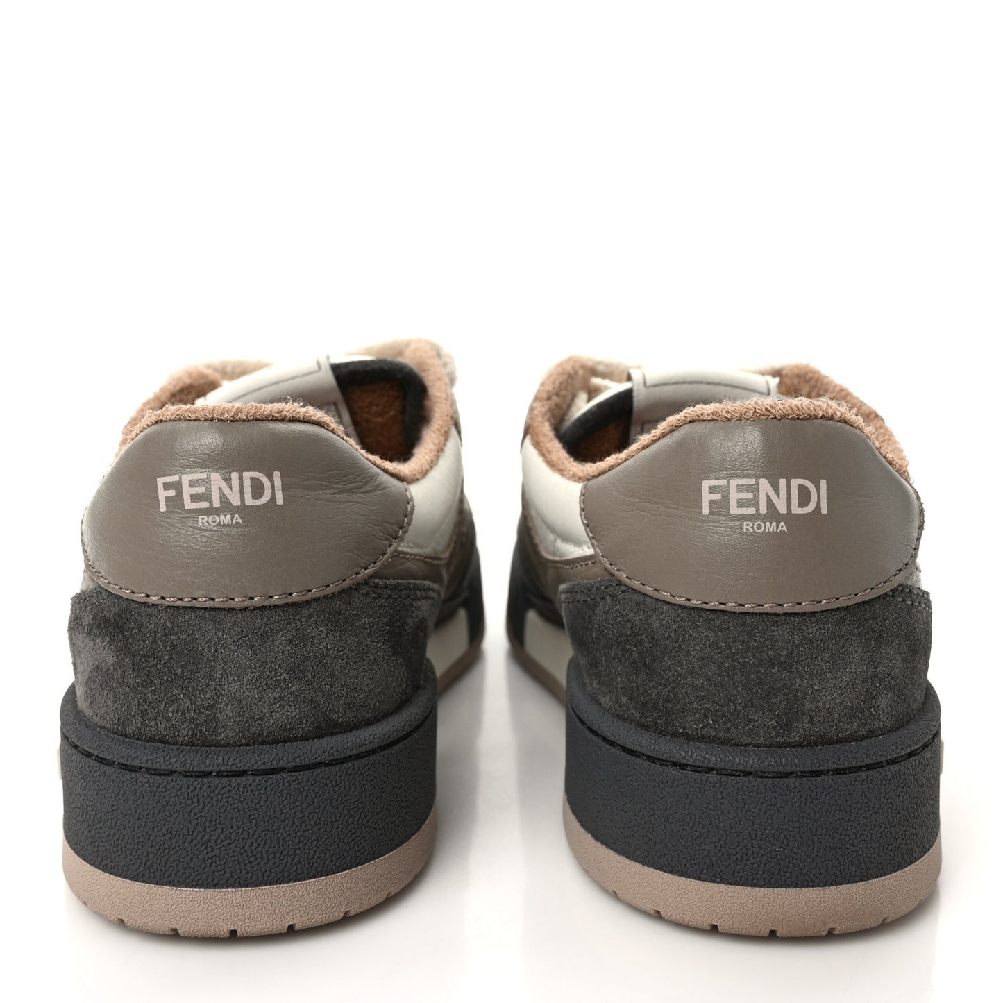 Suede Vitello Womens Fendi Match Low Top Sneakers 38 Grigio Corda Fendi White White Ice