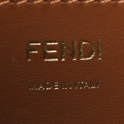 Fendi Denim Vitello Fringe FF Embroidered Baguette Pouch Myrtle Dark Nut 6 of 9
