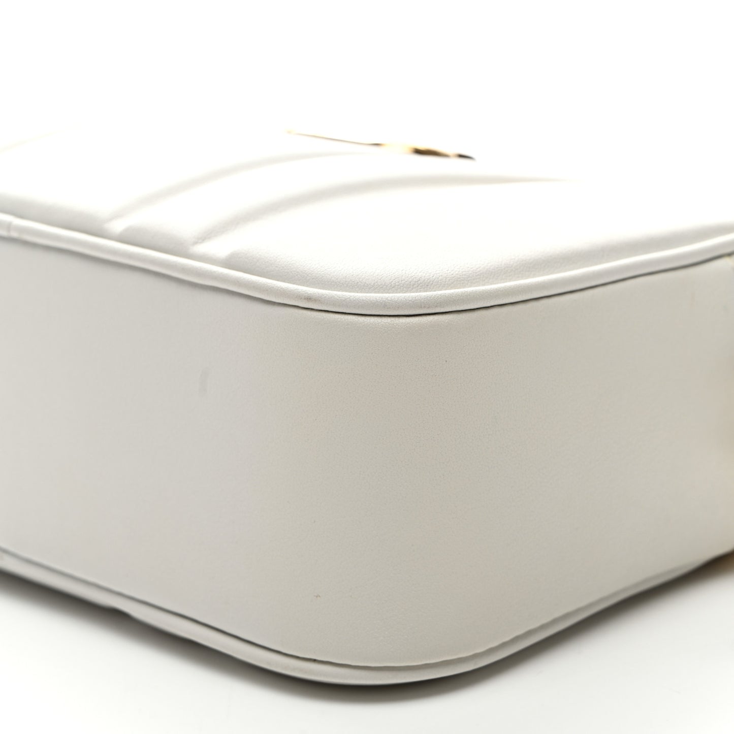 Calfskin Quilted Medium Gancini Camera Case Optic White