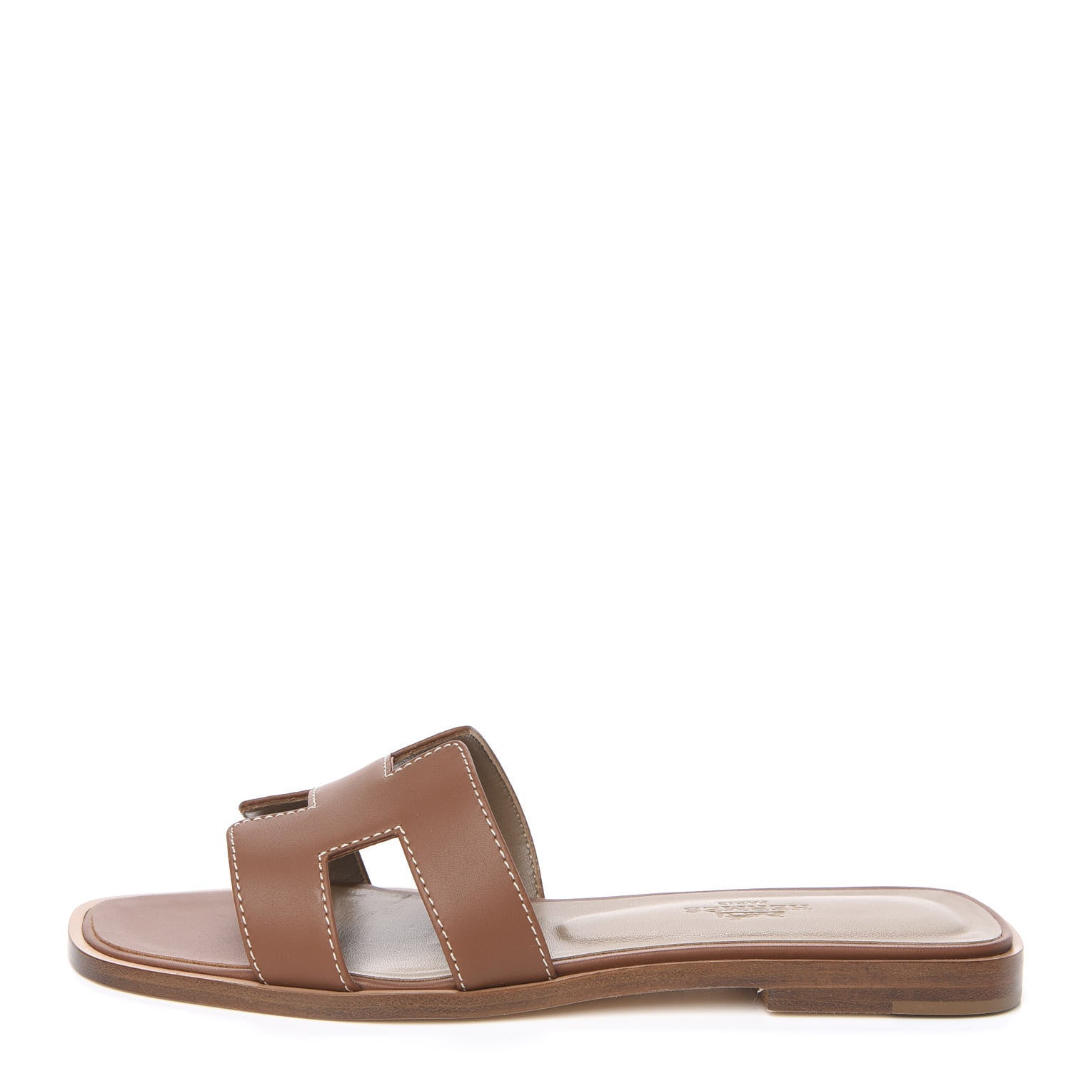 Hermes Box Calfskin Oran Sandals 35 Gold 1 of 9
