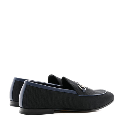 Gucci Canvas Horsebit Mens Jordaan Loafers 9 Black Blue Agata 4 of 11