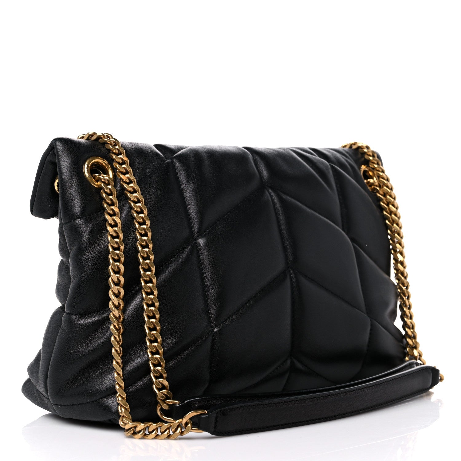 Saint Laurent Lambskin Quilted Small Loulou Puffer Monogram Chain Satchel Black 3 of 10