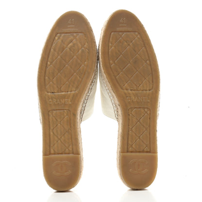 Chanel Iridescent Goatskin CC Espadrille Mules 41 Ivory Black 5 of 10