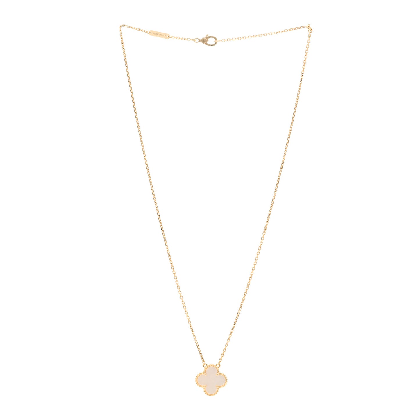 18K Yellow Gold Mother of Pearl Vintage Alhambra Pendant Necklace