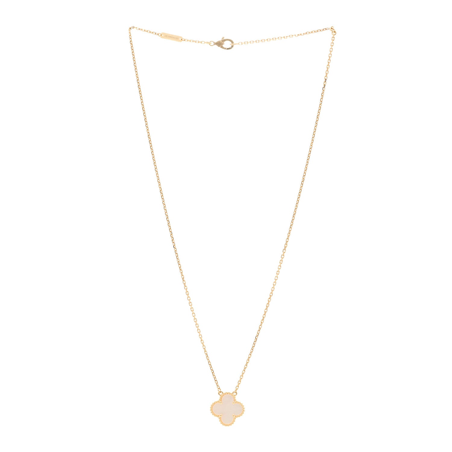 Van Cleef & Arpels 18K Yellow Gold Mother of Pearl Vintage Alhambra Pendant Necklace 3 of 4