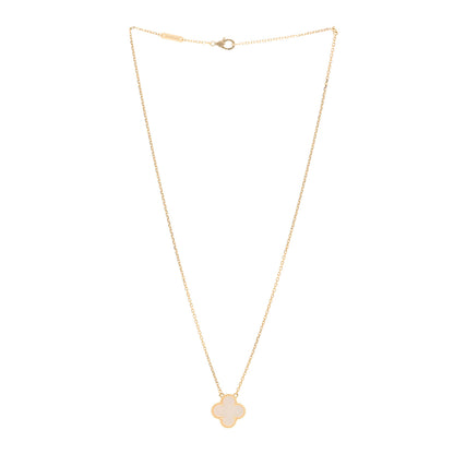 Van Cleef & Arpels 18K Yellow Gold Mother of Pearl Vintage Alhambra Pendant Necklace 3 of 4
