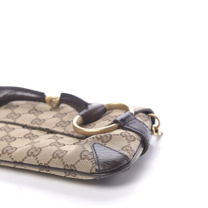 Gucci Monogram Horsebit Clutch Dark Brown 9 of 10