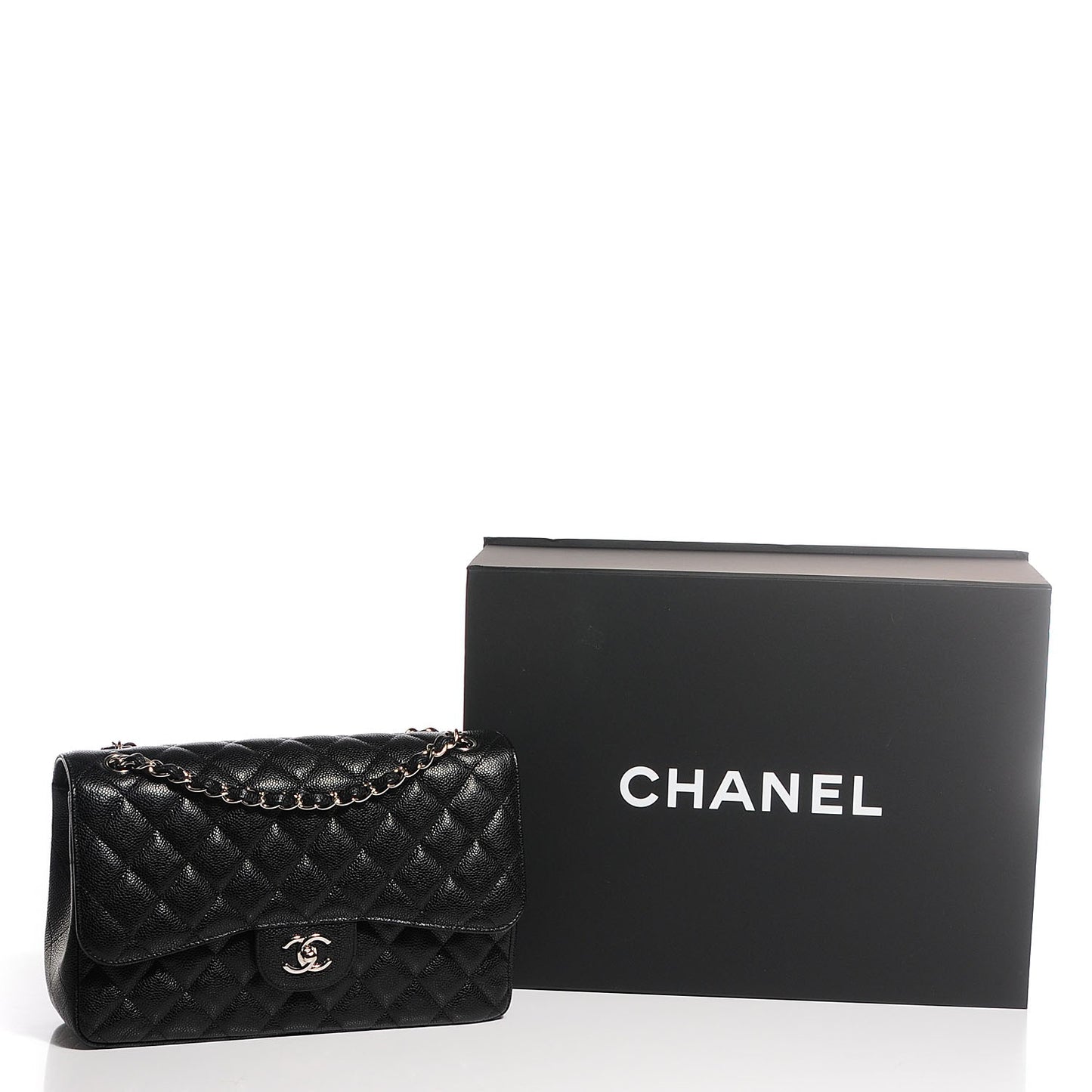 Caviar Quilted Jumbo Double Flap Black