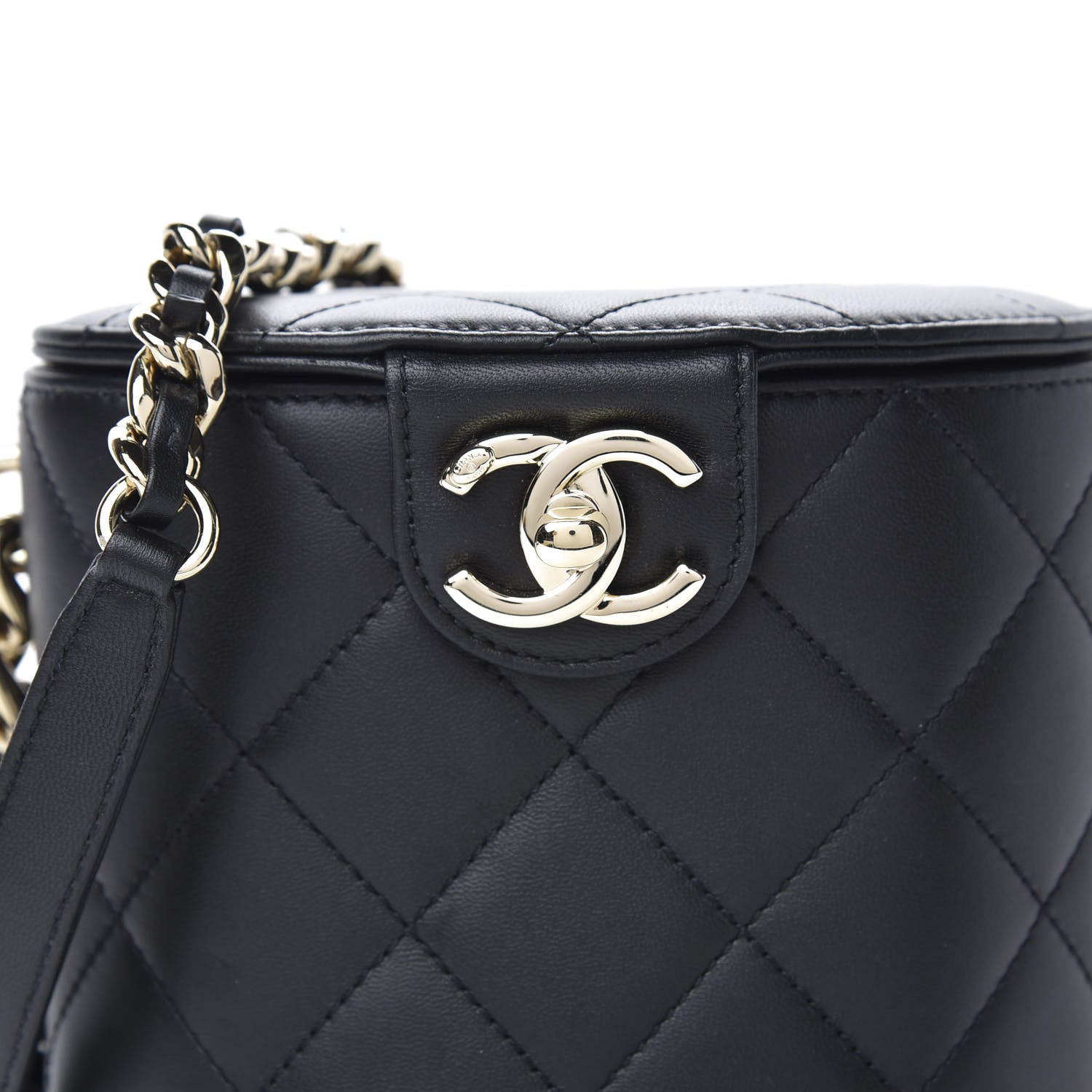 Chanel Lambskin Resin Elegant Chain Vanity Case Black 10 of 10
