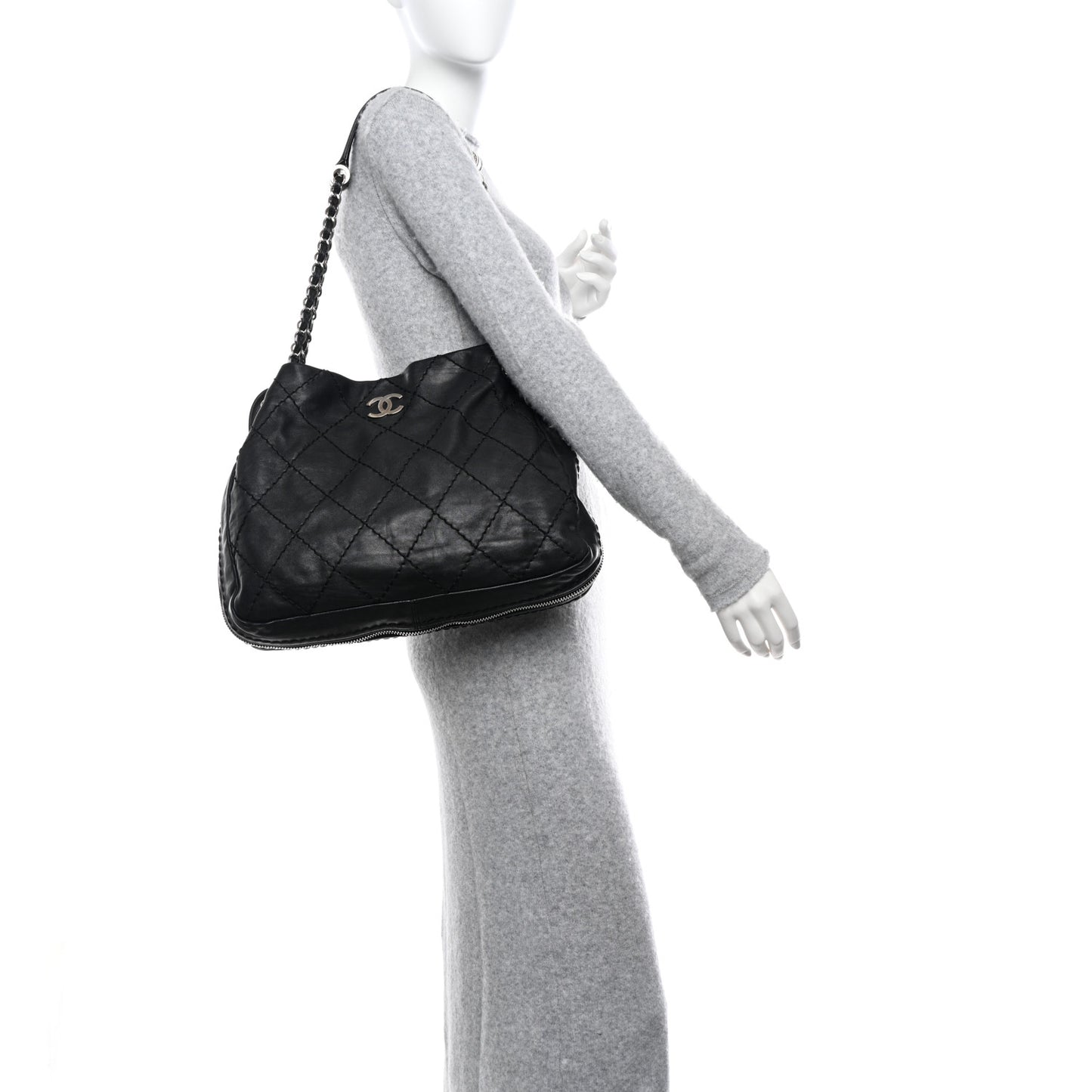 Lambskin Expandable Tote Black