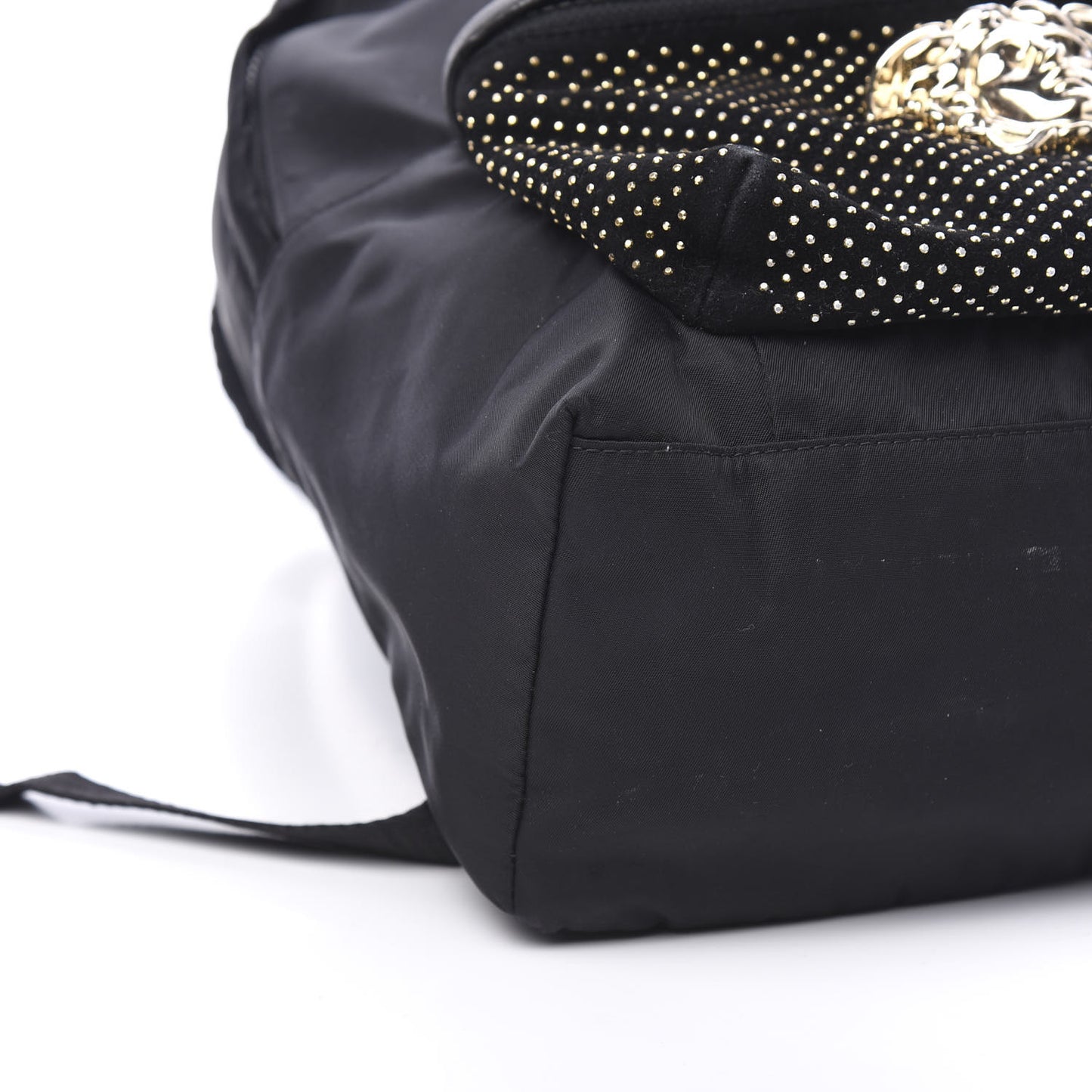 Nylon Goatskin Studded Palazzo Medusa Backpack Black