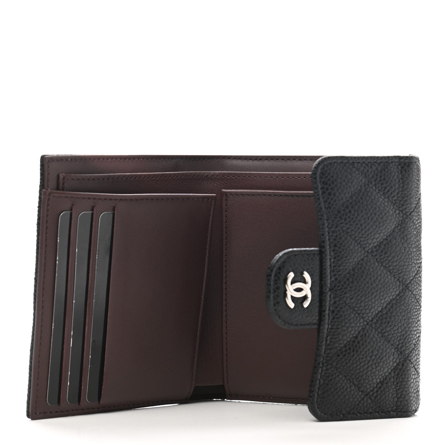 Caviar Quilted Small Flap Wallet Black