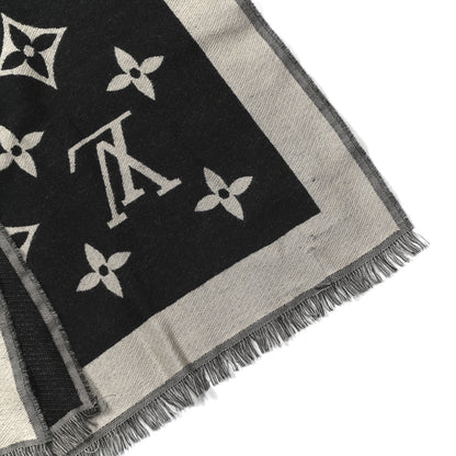 Louis Vuitton Silk Wool Monogram Miss LV Stole Black 3 of 4