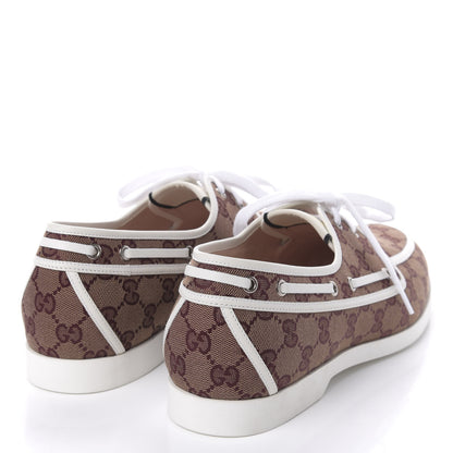 Gucci Monogram Mens Boat Shoes 9 Sahara Rubino White 4 of 10