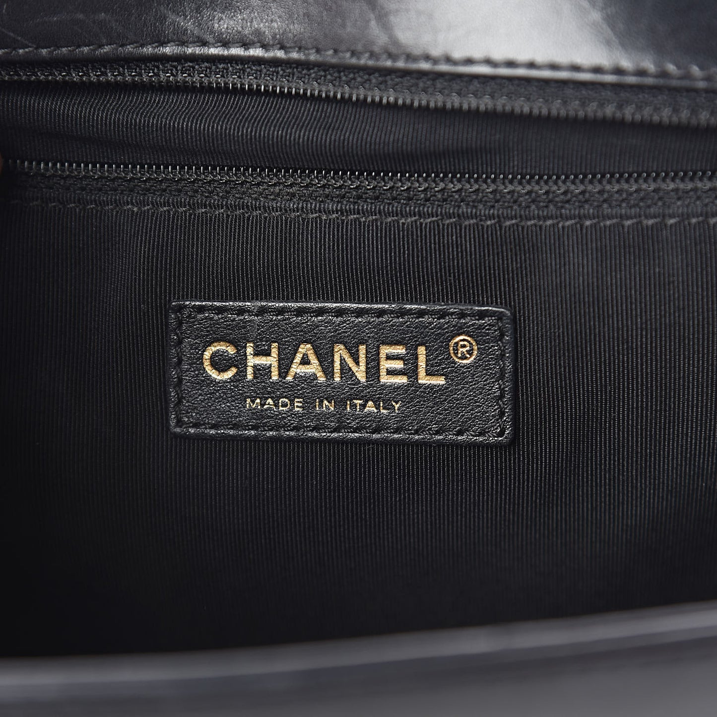 Glazed Calfskin Large Boy Flap Black