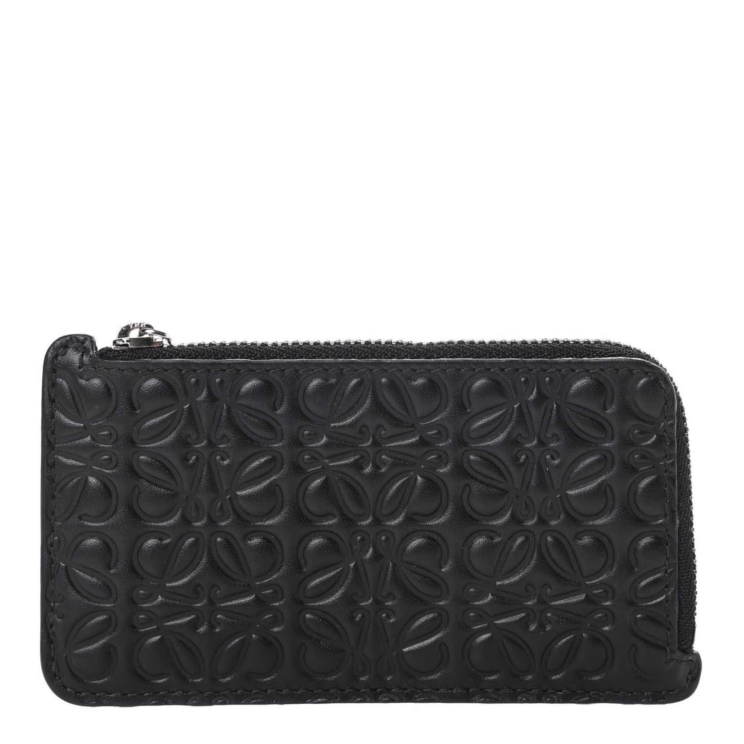 Calfskin Embossed Repeat Coin Card Holder Black