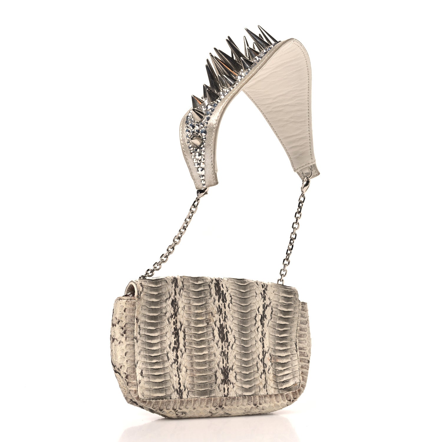 Christian Louboutin Snakeskin Artemis Spike Strap White 2 of 11