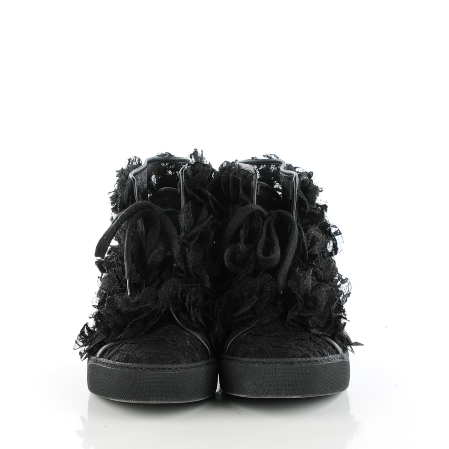 Chanel Lace Mesh Camellia High Top Sneakers 38 Black 2 of 7