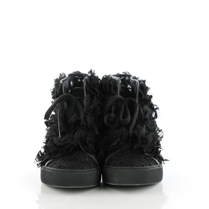 Chanel Lace Mesh Camellia High Top Sneakers 38 Black 2 of 7