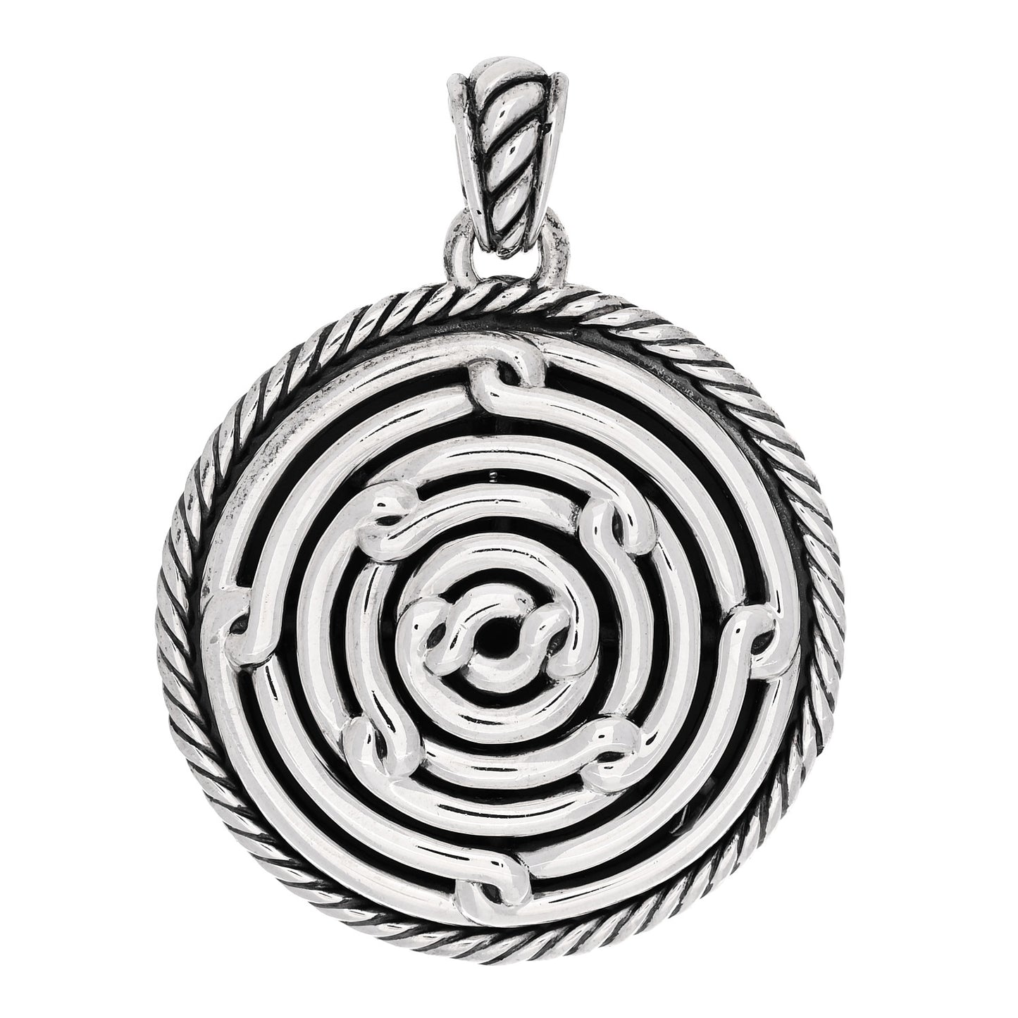 Sterling Silver Large Labyrinth Disc Pendant