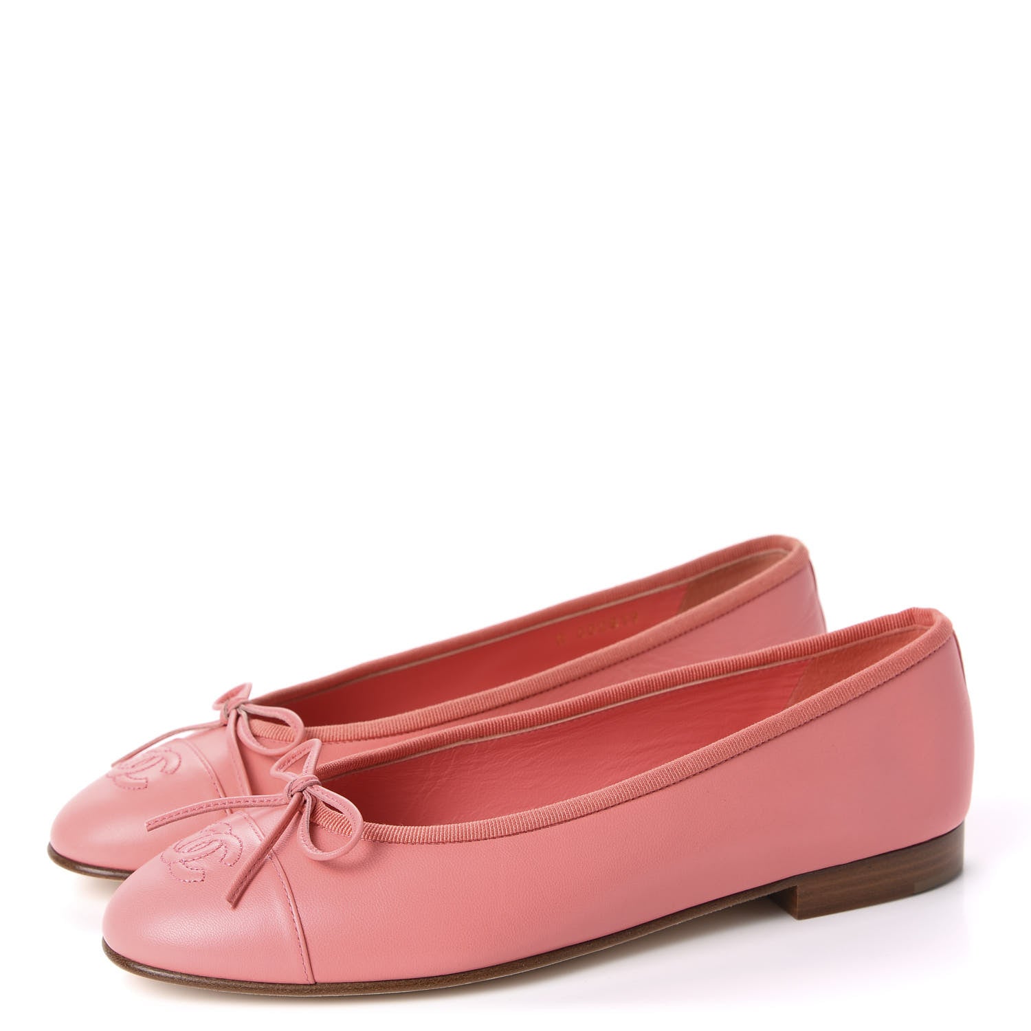 Chanel Lambskin Cap Toe CC Ballerina Flats 37.5 Pink 3 of 11