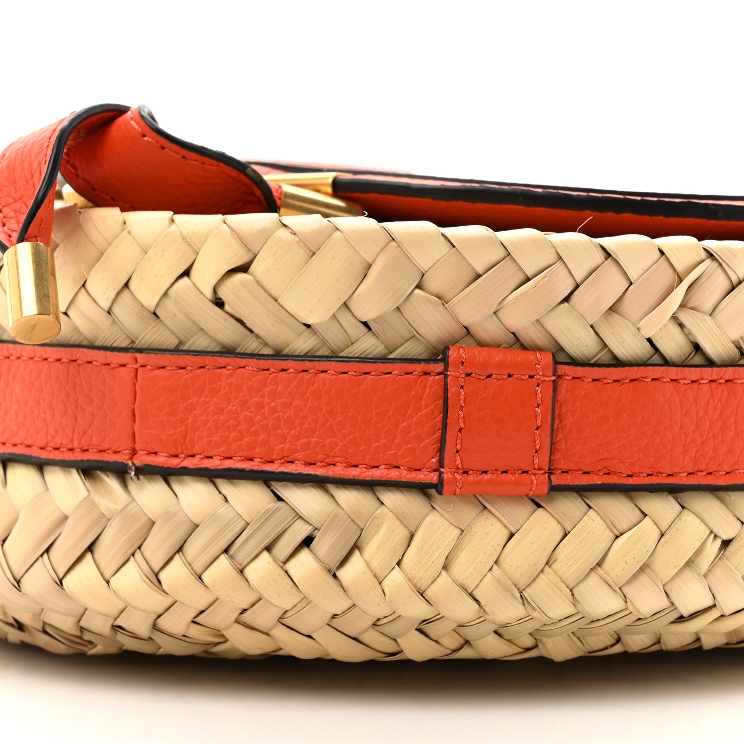 Chloe Grained Calfskin Palm Woven Small Marcie Basket Saddle Rusted Orange 8 of 10