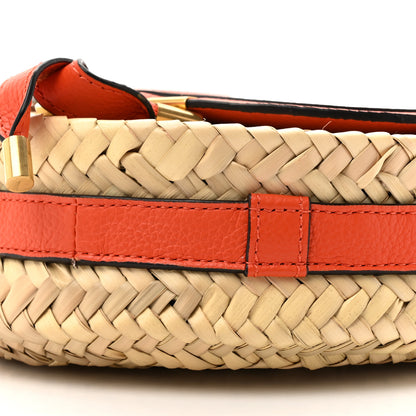 Chloe Grained Calfskin Palm Woven Small Marcie Basket Saddle Rusted Orange 8 of 10