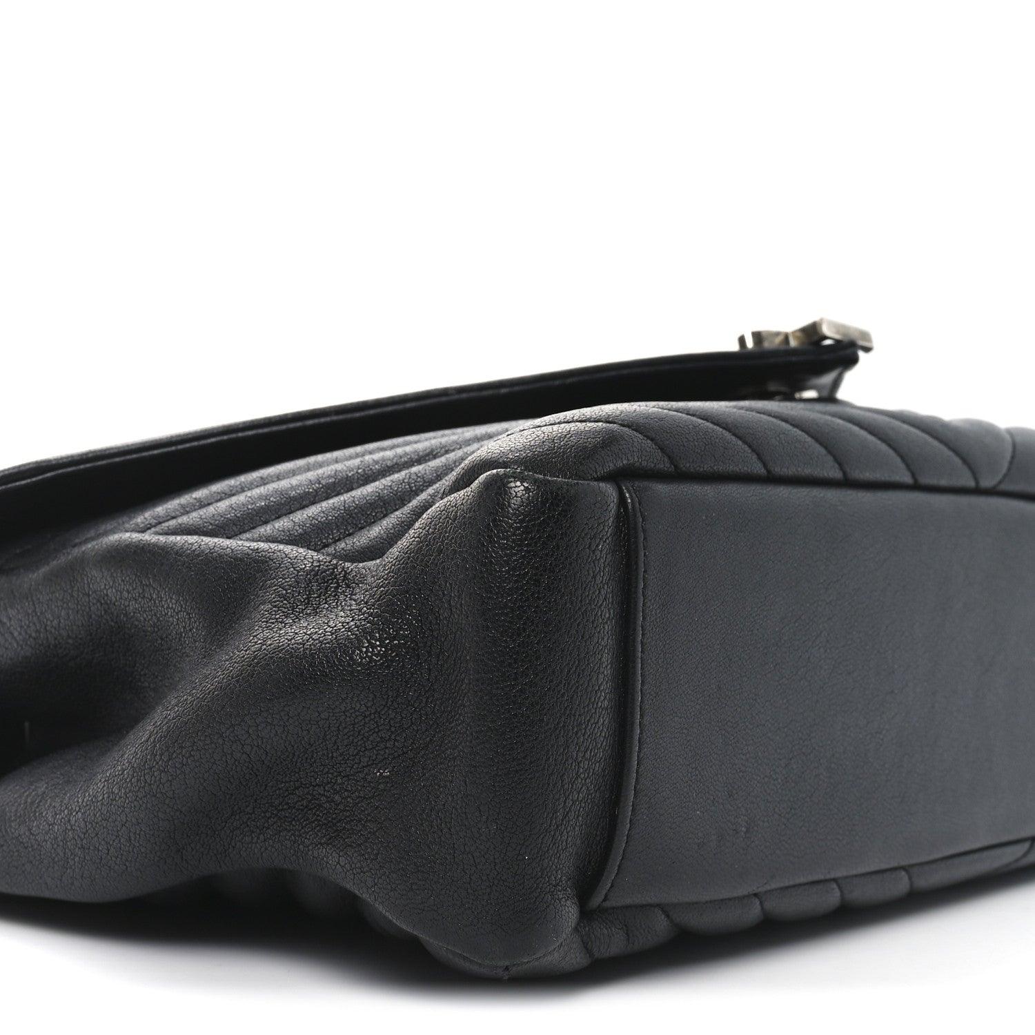 Saint Laurent Sheepskin Matelasse Chevron Monogram Large College Satchel Black 9 of 10