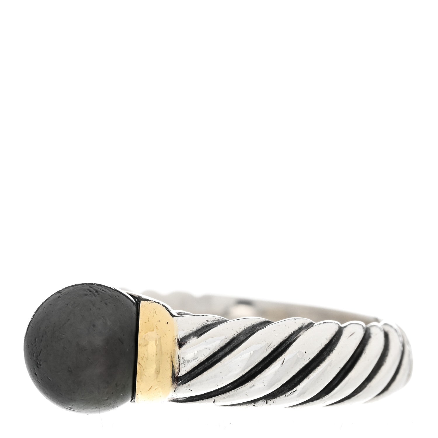 David Yurman Sterling Silver 18K Yellow Gold Tahitian Pearl 8mm Cable Ring 57 8 3 of 6