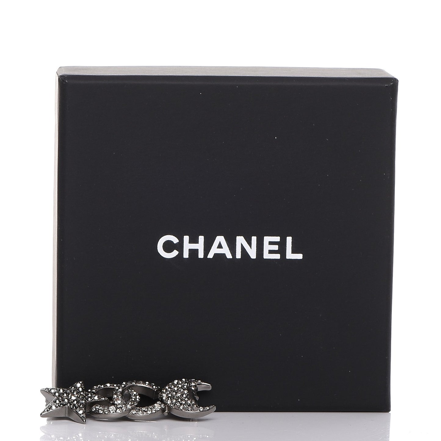 Ruthenium Crystal CC Moon Star Brooch