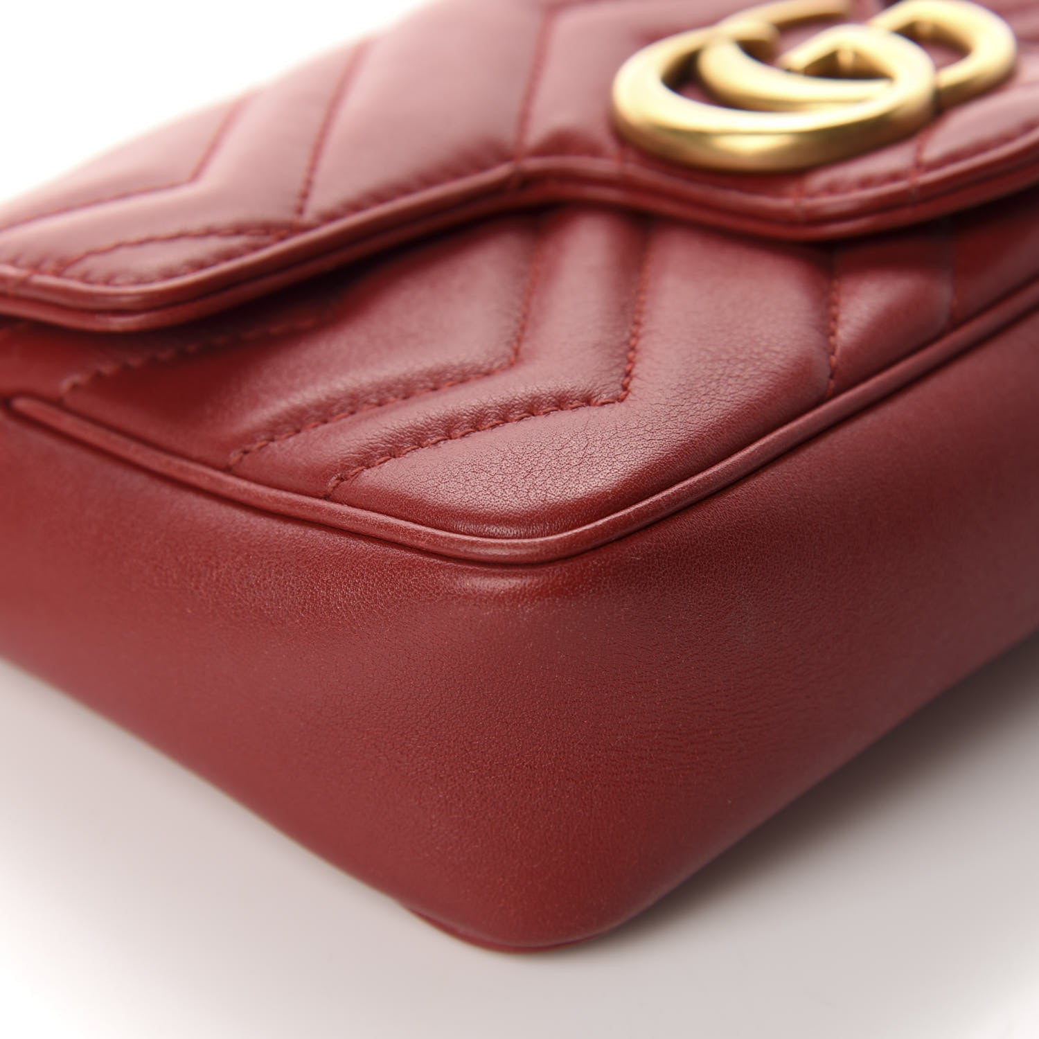 Gucci Calfskin Matelasse Super Mini GG Marmont Shoulder Bag Hibiscus Red 5 of 11