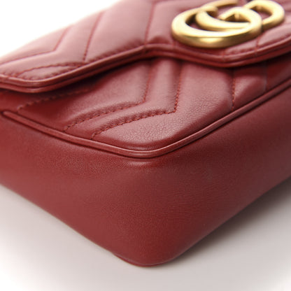 Gucci Calfskin Matelasse Super Mini GG Marmont Shoulder Bag Hibiscus Red 5 of 11