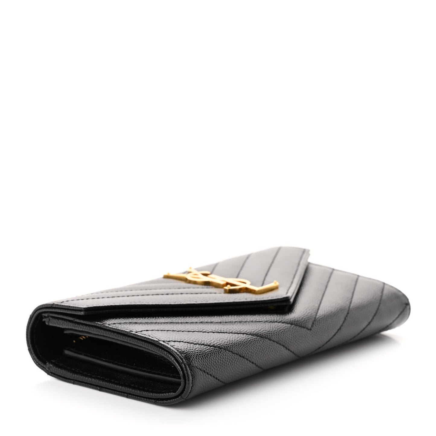 Grain De Poudre Matelasse Chevron Monogram Flap Wallet Black