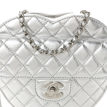 Chanel Metallic Lambskin Quilted Large CC In Love Heart Bag Silver 8 of 11