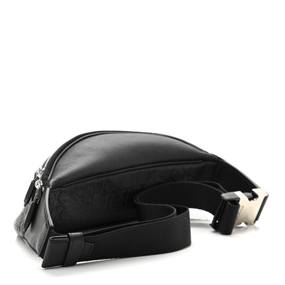 Salvatore Ferragamo Hammered Calfskin Gancini Waist Bag Black 2 of 9