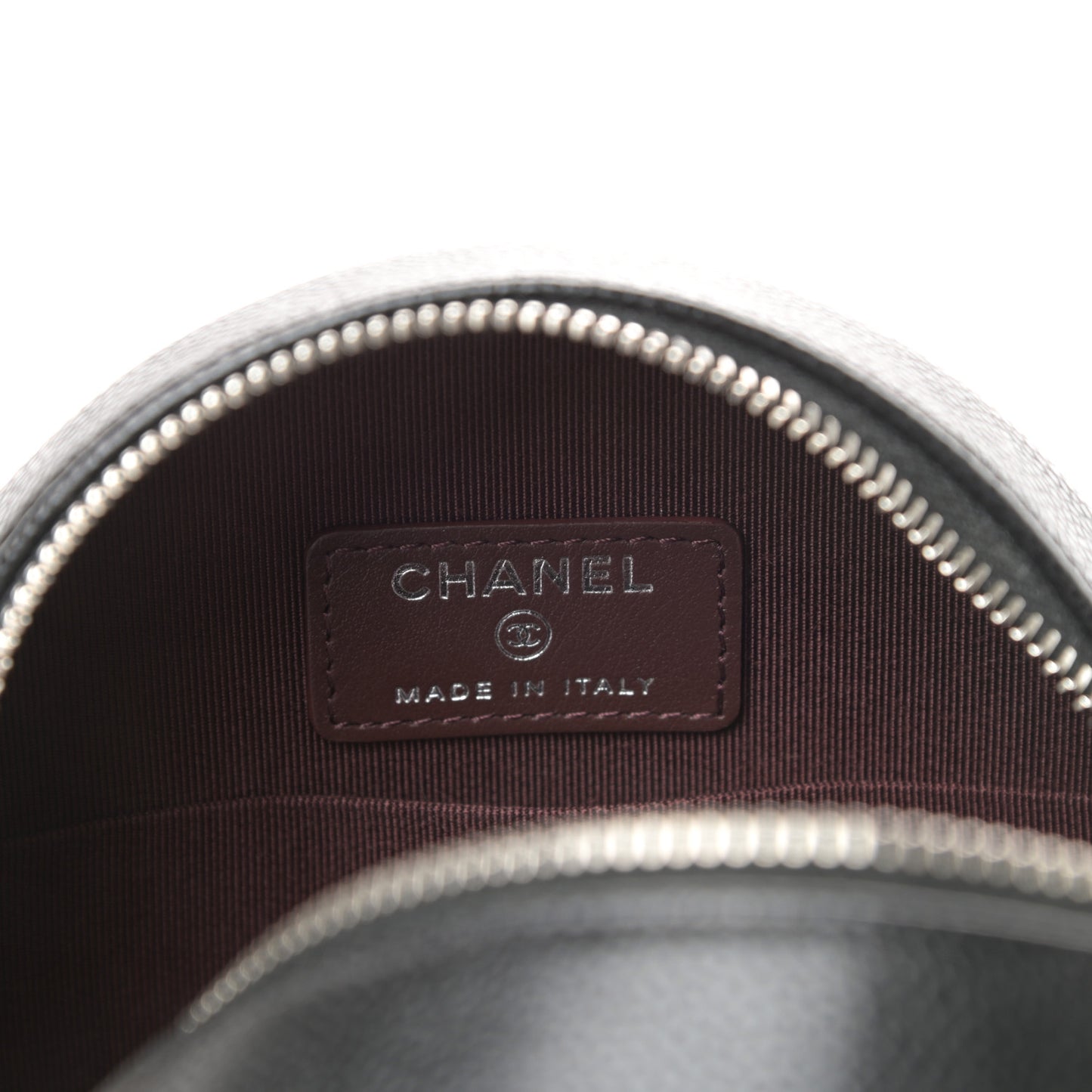Caviar Quilted Round Clutch With Chain Black