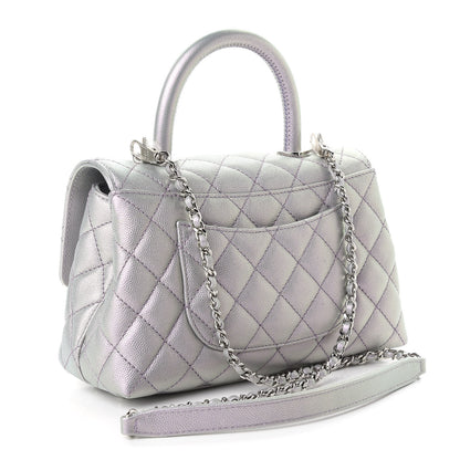 Chanel Iridescent Caviar Quilted Mini Coco Handle Flap Purple 2 of 8