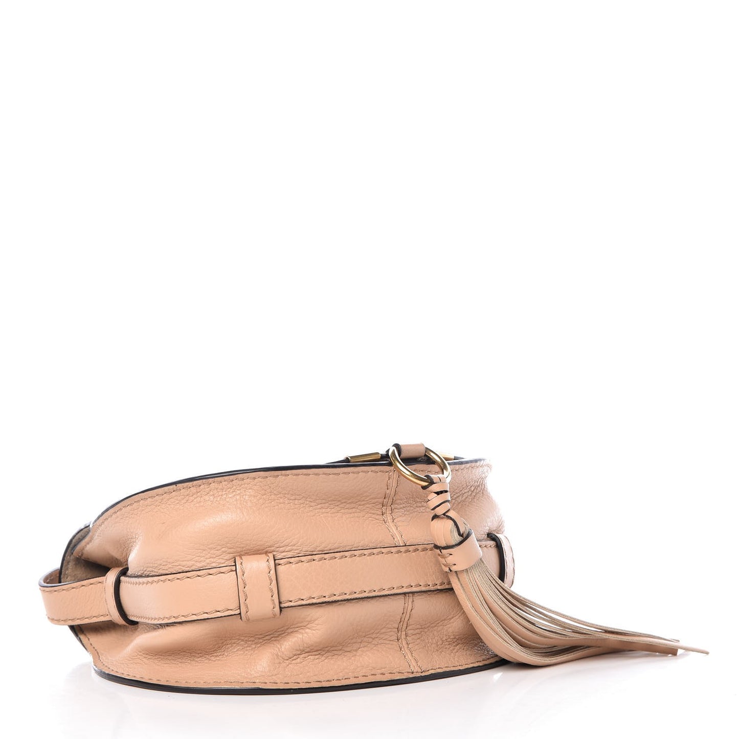 Calfskin Braided Mini Marcie Round Crossbody Bag Blush Nude