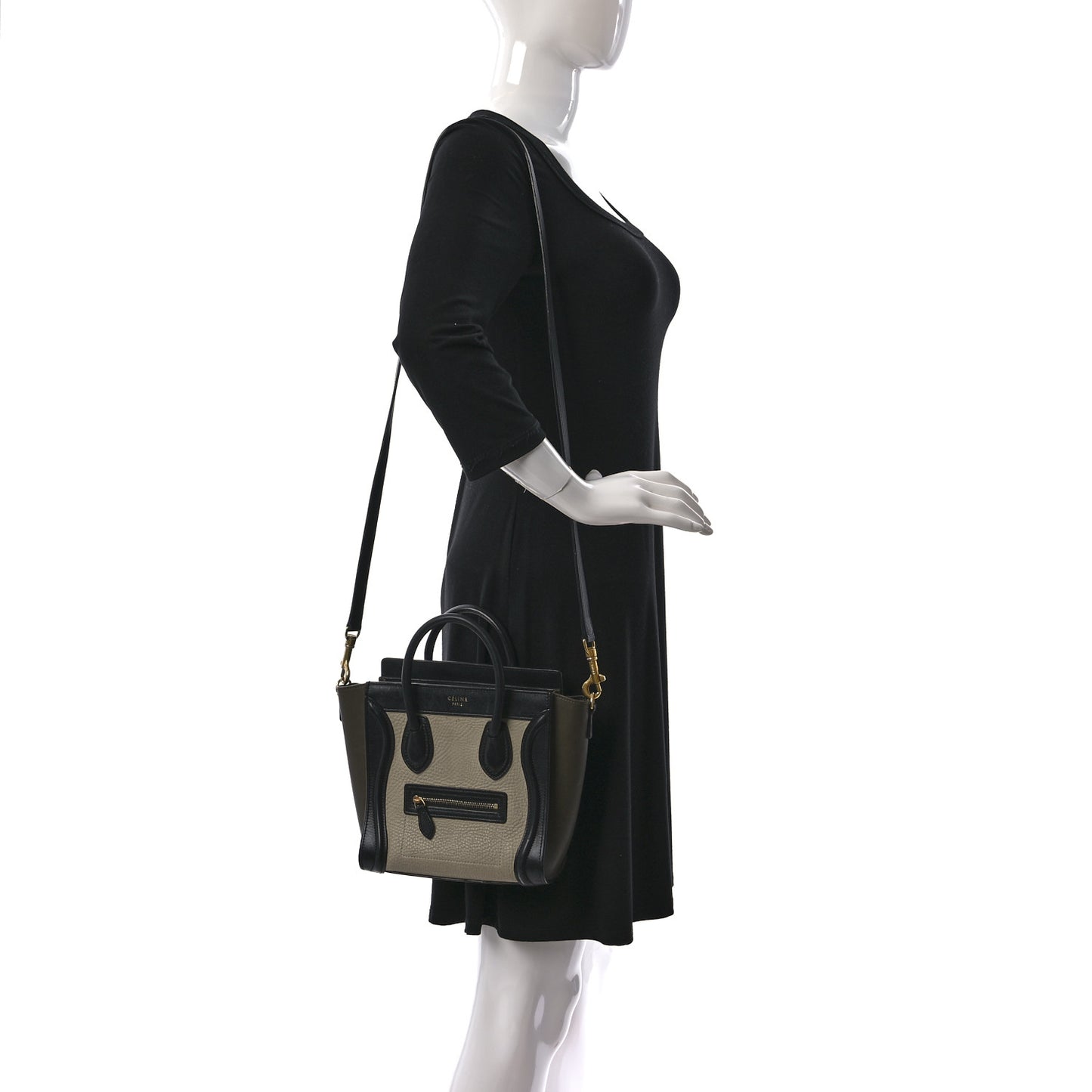 Elephant Calfskin Nano Tri-Color Luggage Beige Green