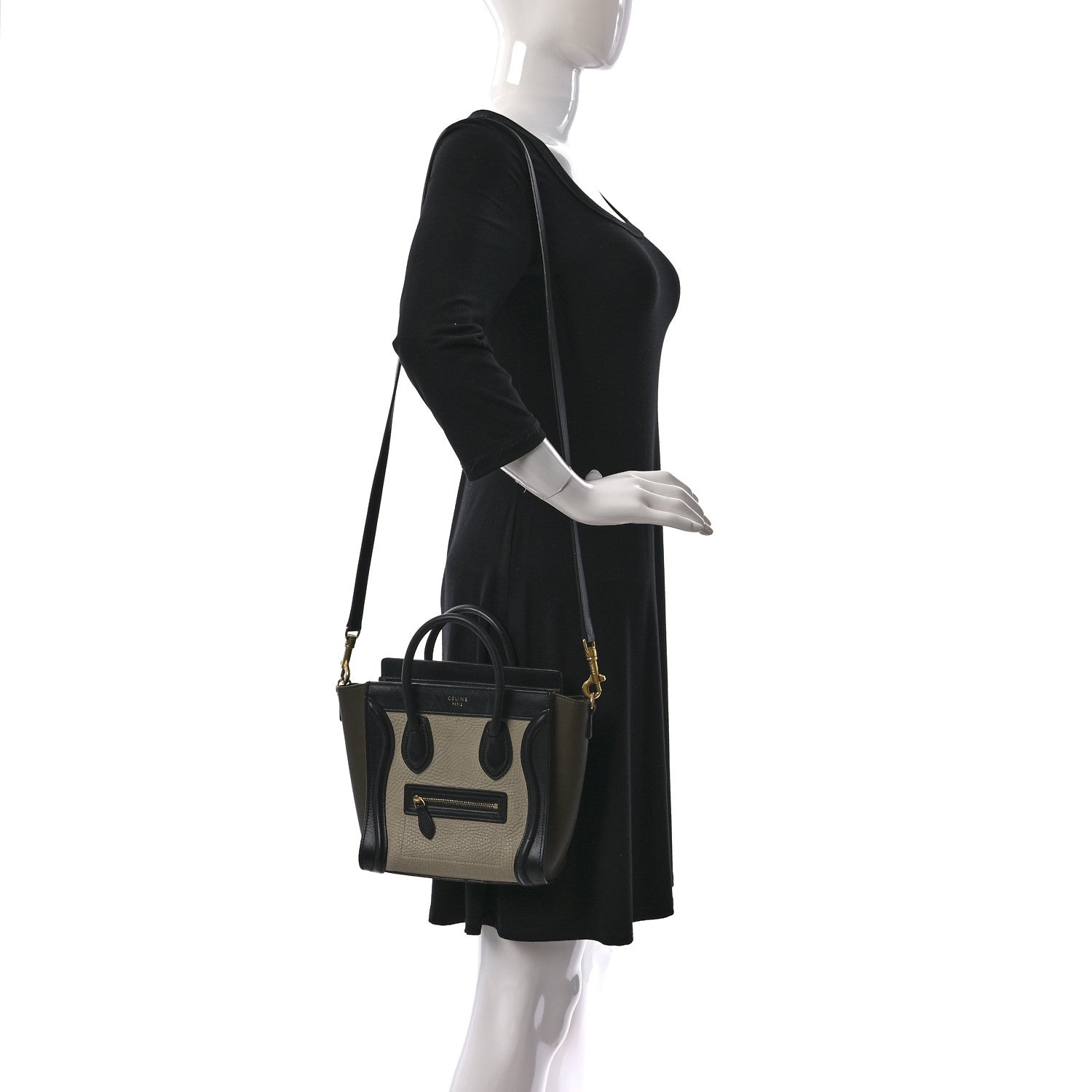 Celine Elephant Calfskin Nano Tri-Color Luggage Beige Green 2 of 10