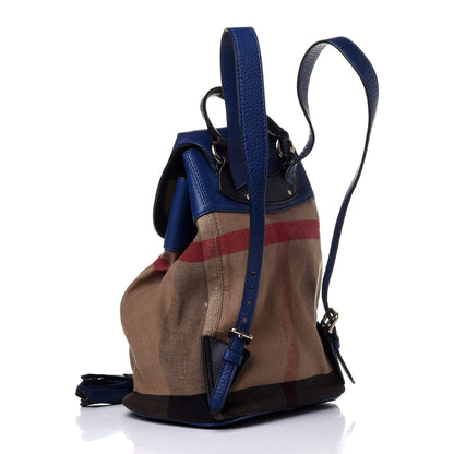 Burberry Grainy Calfskin Jute Mega Check Girls Mini Backpack Blue 2 of 11