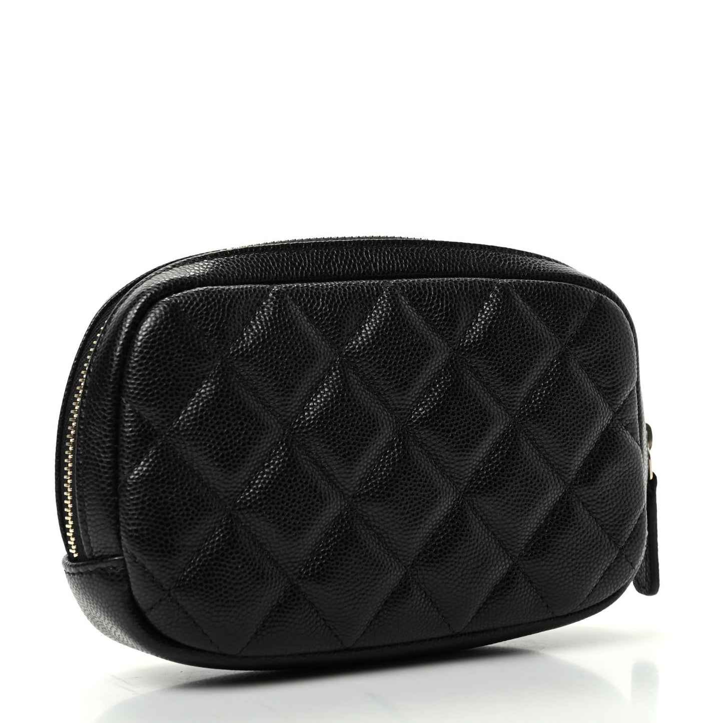 Caviar Quilted Small Curvy Pouch Cosmetic Case Black