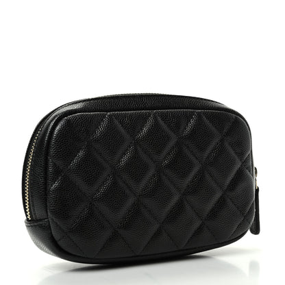 Chanel Caviar Quilted Small Curvy Pouch Cosmetic Case Black 3 of 8