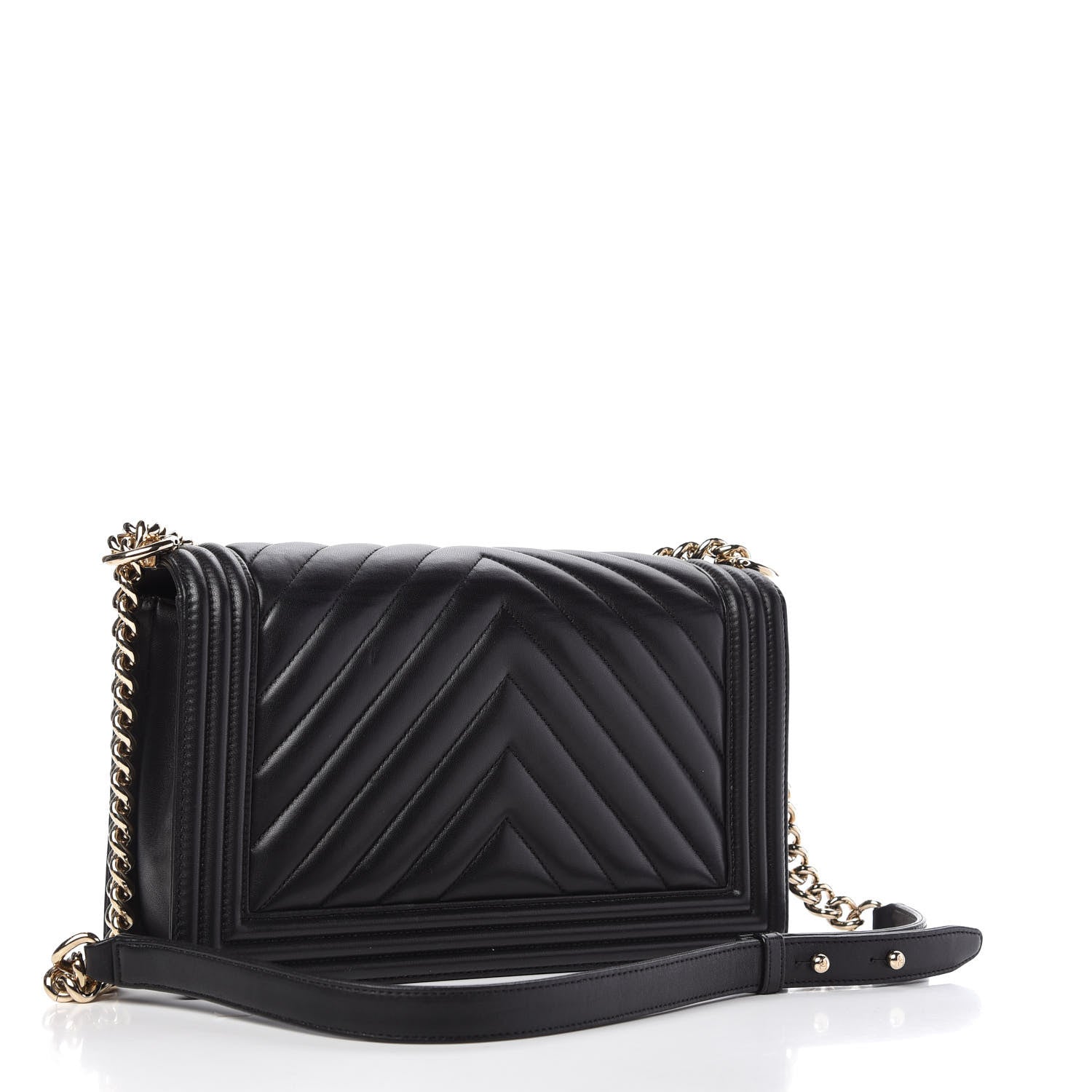 Chanel Lambskin Chevron Medium Boy Flap Black 3 of 10