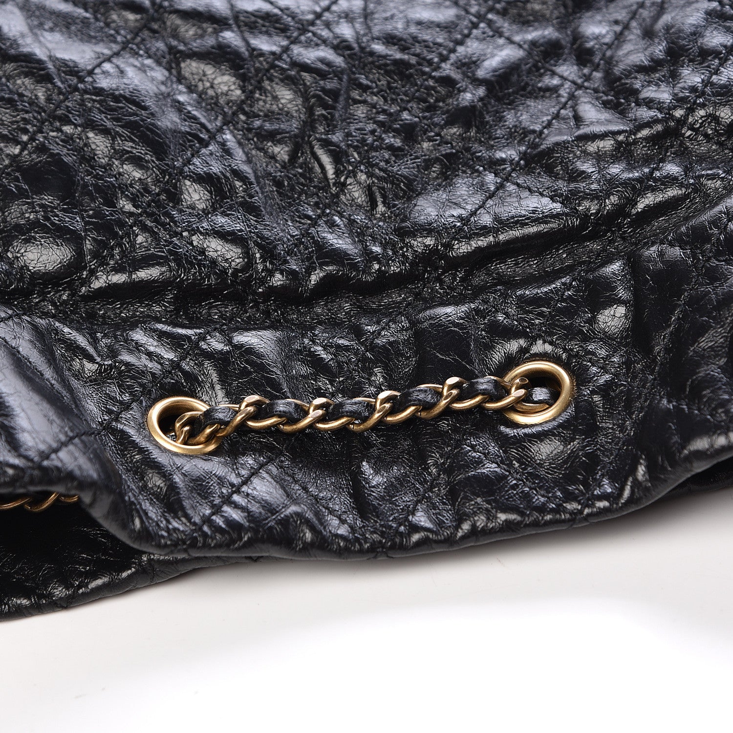 Chanel Glazed Calfskin Stingray Drawstring Bucket Black 8 of 19