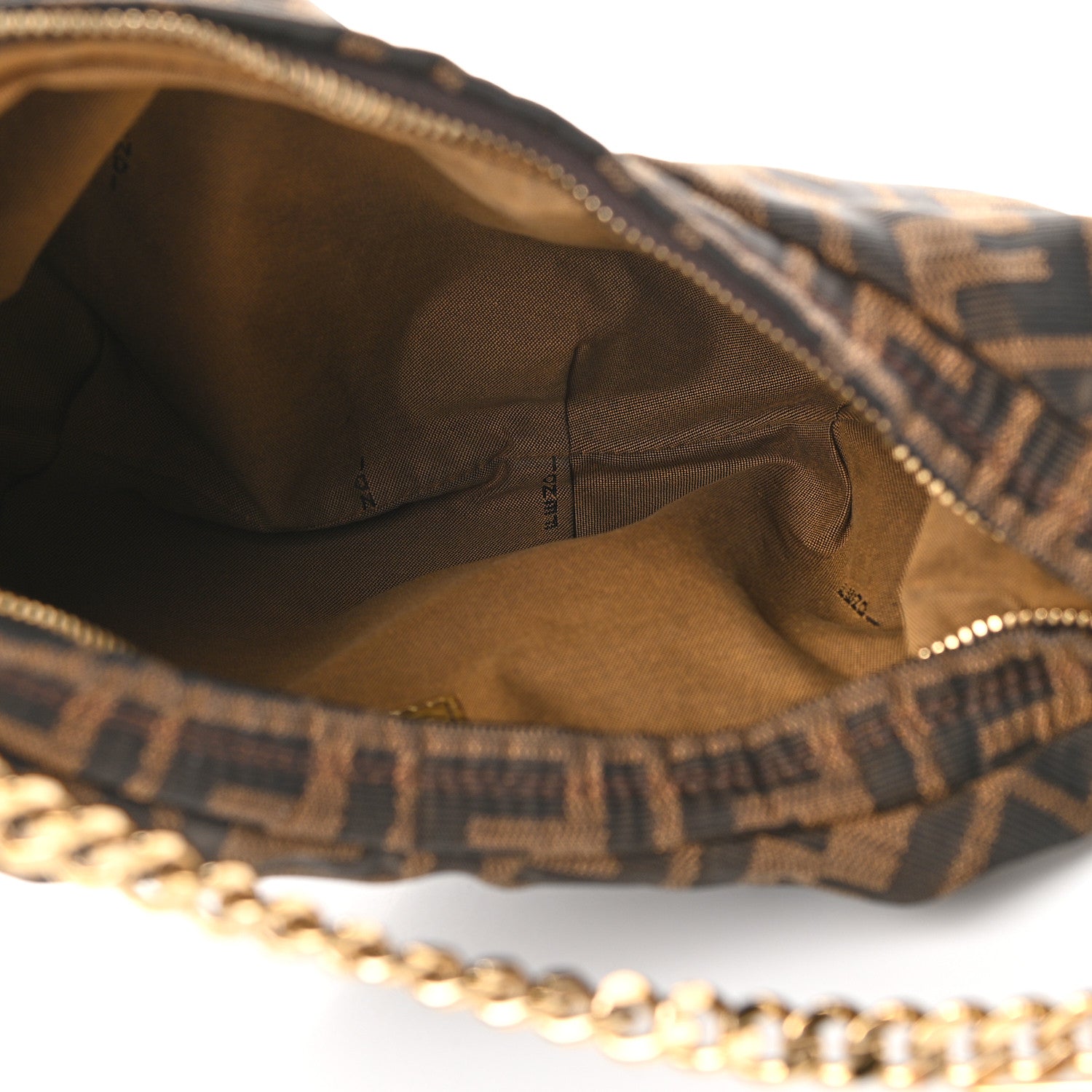 Fendi Zucca Laminated Vachetta Small Chef Chian Hobo Tobacco Bronzo 5 of 8