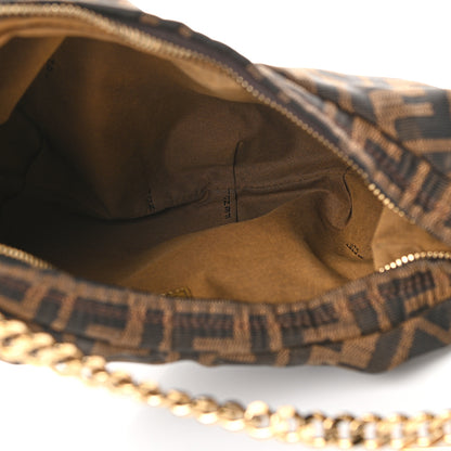 Fendi Zucca Laminated Vachetta Small Chef Chian Hobo Tobacco Bronzo 5 of 8